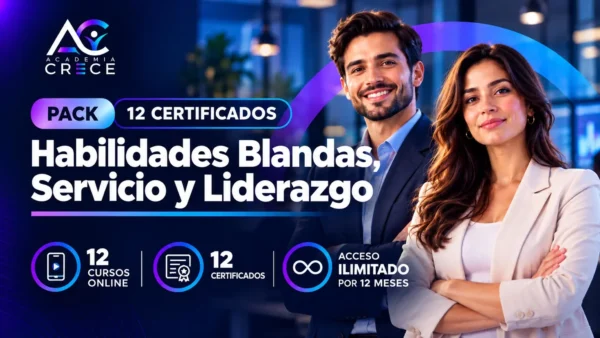 Pack 12 Certificados - Habilidades Blandas, Servicio y Liderazgo (144h)